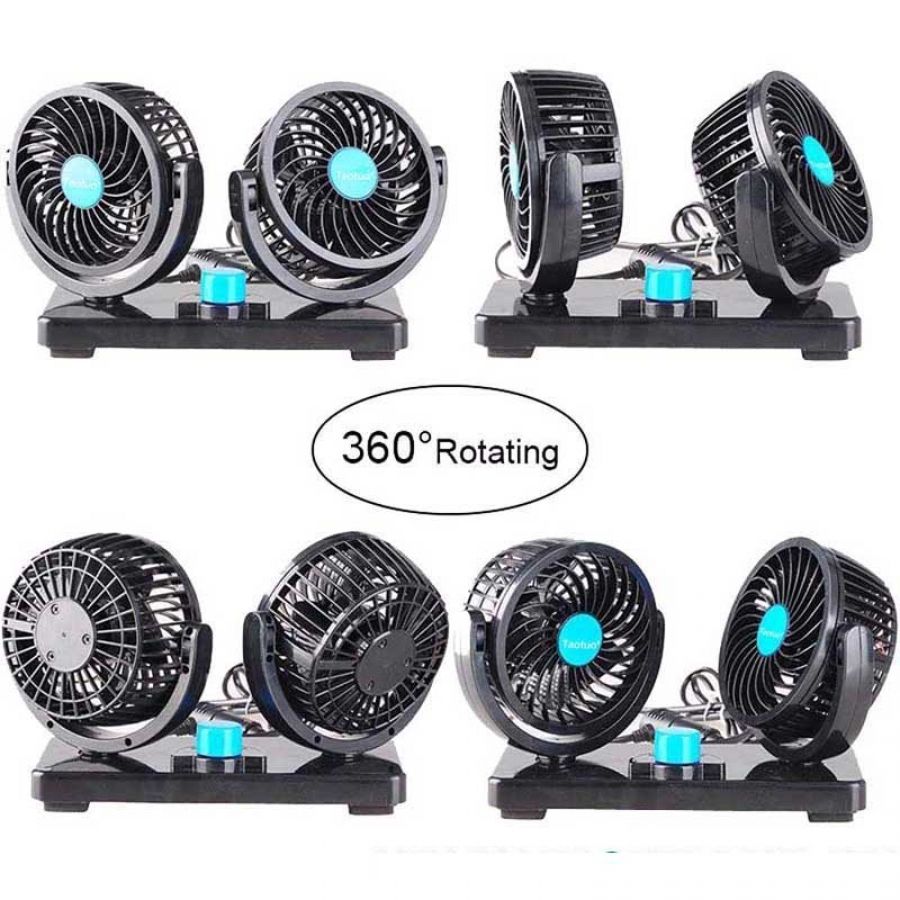 360 Degree Rotation Adjustable Dual Head Car Fan